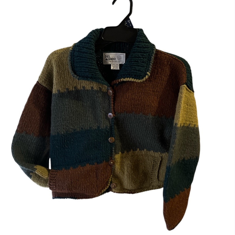 Vintage Del Mundo 100% Wool Handmade Button-Up Sweater, one-of-a-kind
